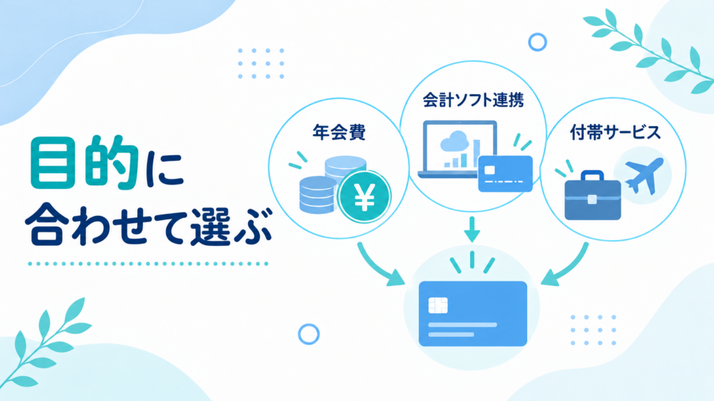 ビジネスカードを年会費・会計ソフト連携・付帯サービスから選ぶ図解